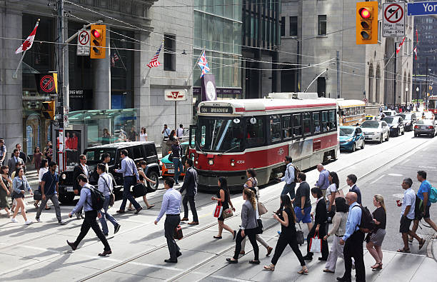 Toronto people walking downtown